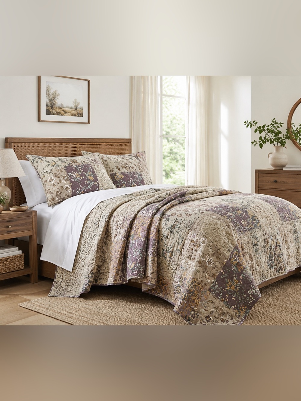 New Linden Street Ashby King Quilt โ Floral Patchwork Cotton Bedding